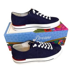 Vionic Indigo Blue soft suede Sneakers with White Laces men sz‎ 6 Wn’s 8.5